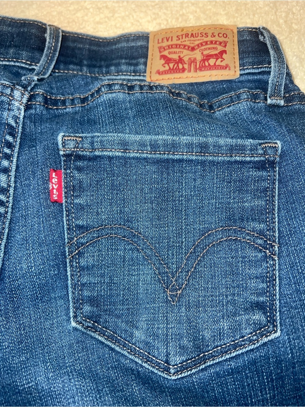 Levi’s 525 America Dark Blue Denim Jeans Waistband Detail